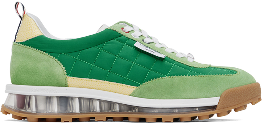 Thom Browne Tech Runner Quilted Sneakers In Green