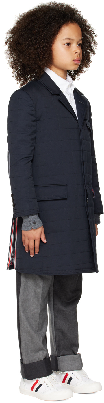 Thom Browne Kids Navy Classic Chesterfield Down Coat In Navy 415