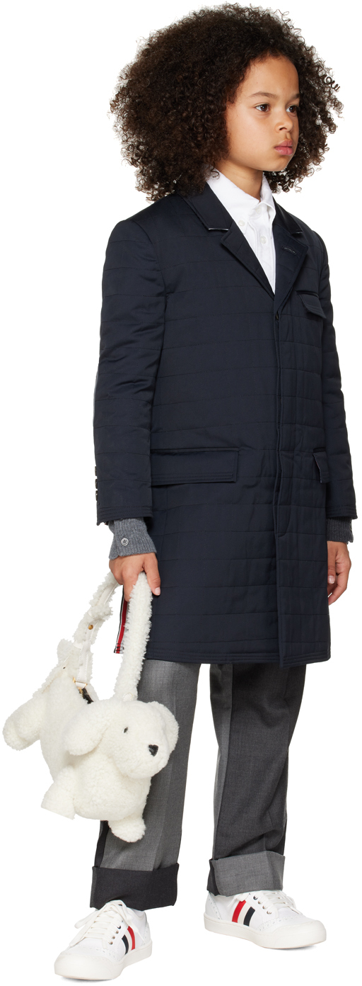 Thom Browne Kids Navy Classic Chesterfield Down Coat In Navy 415