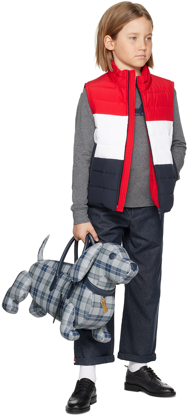 Thom Browne Kids Red & Navy Fun-mix Down Vest In Rwbwht 960