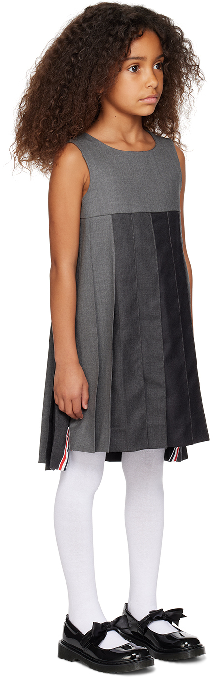 Thom Browne Kids Fun-mix Gray Dress In Med Grey 35