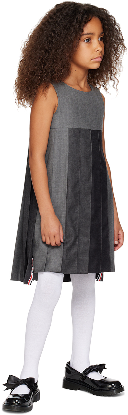 Thom Browne Kids Fun-mix Gray Dress In Med Grey 35