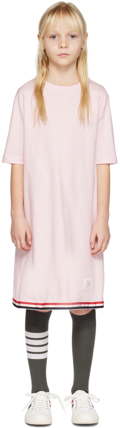 Thom Browne Kids' Stripe-detail T-shirt Dress In Pink