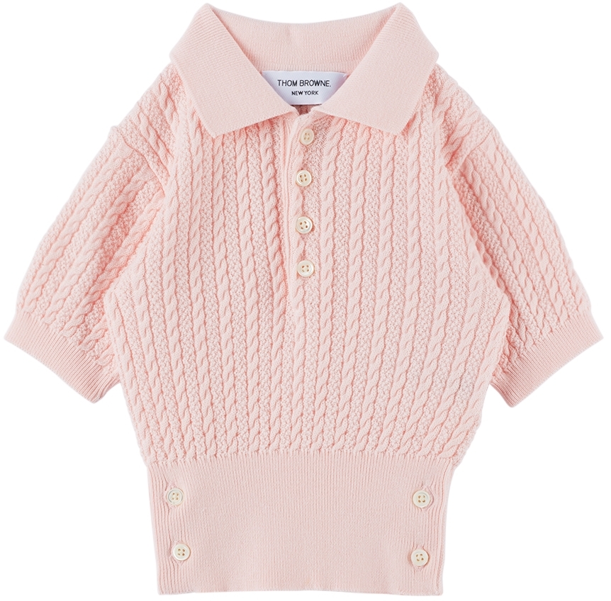 Thom Browne Kids Pink Button Polo In Light Pink 640