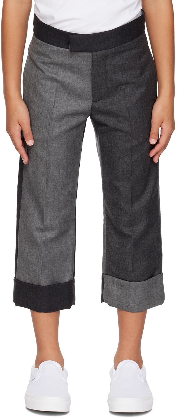 Thom Browne Kids Grey Fun-mix Trousers In Med Grey 35