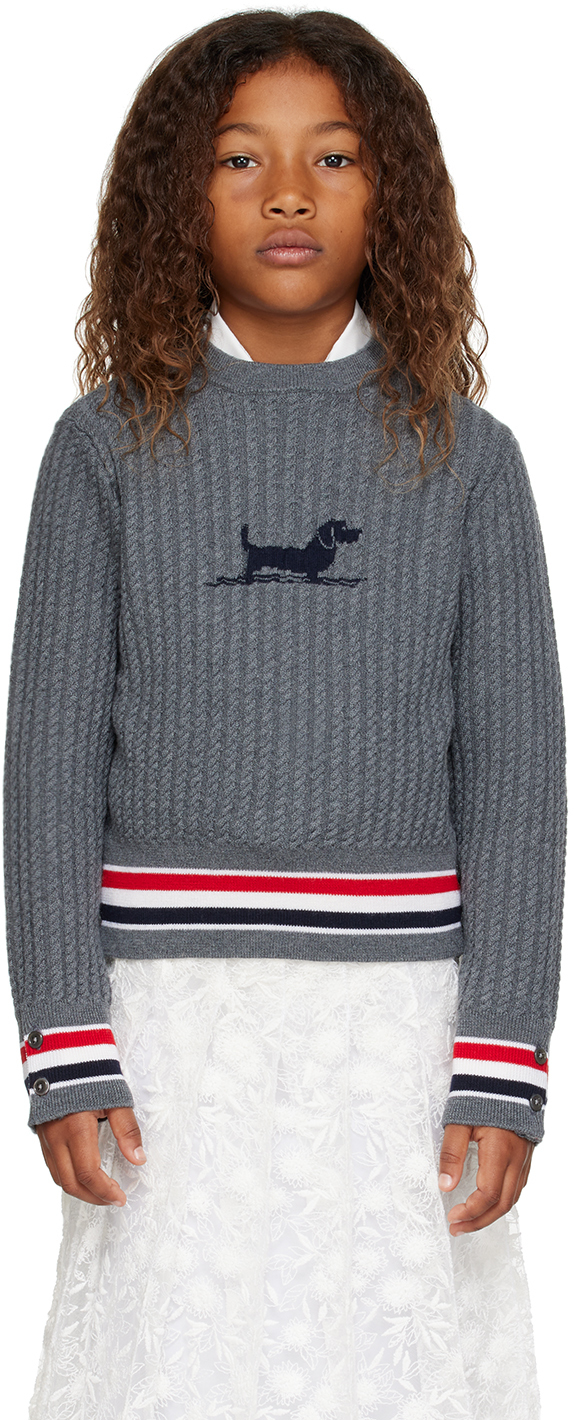 Thom Browne Kids Gray Hector Sweater In Med Grey 35