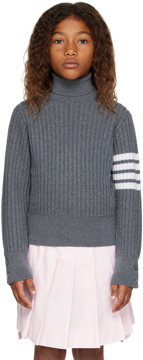 Shop Thom Browne Kids Gray 4-bar Sweater In Med Grey 35