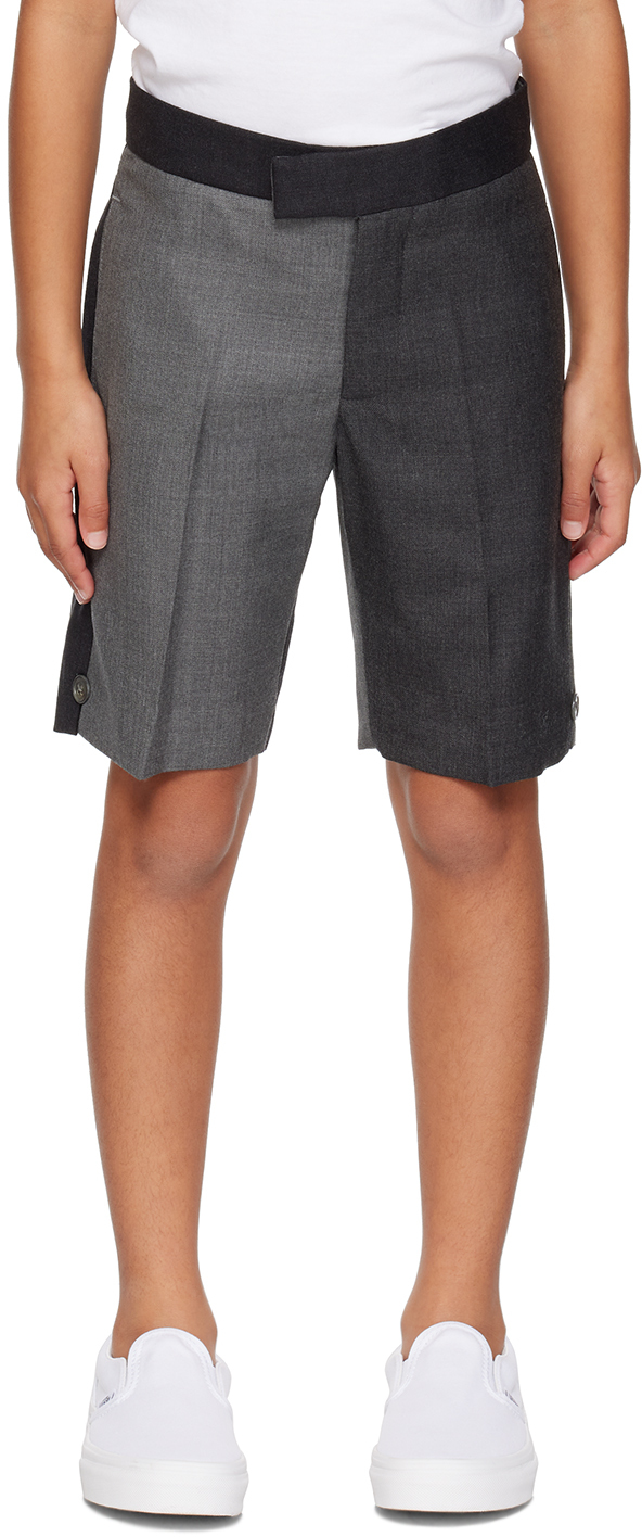 Thom Browne Kids Gray Fun-mix Shorts In Med Grey 35