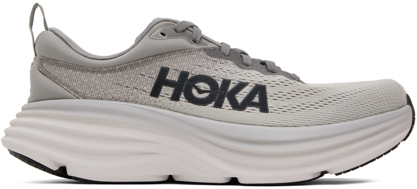 HOKA: Gray Bondi 8 Sneakers | SSENSE