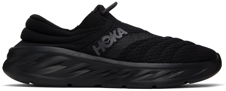 HOKA: Black Ora Recovery 2 Slippers | SSENSE Canada