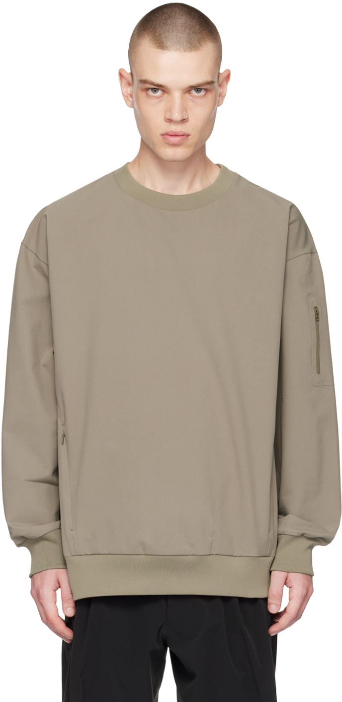 Khaki Crewneck Long Sleeve T-Shirt