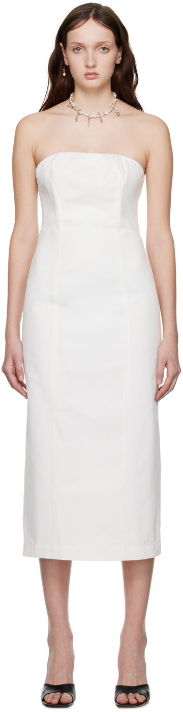 【関税込み】Staud ホワイト Daniela ミディアムドレス White Daniela Midi Dress by Staud on Sale