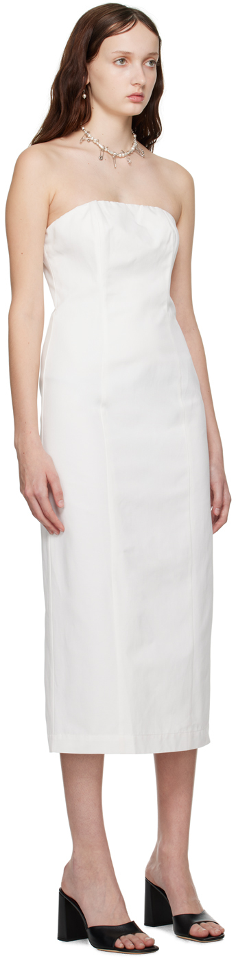 Staud Casey Strapless Metallic Silk-blend Tulle Gown In White