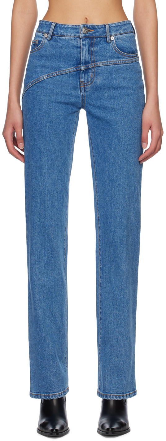 Staud Nolan Bootcut Jeans In Blue