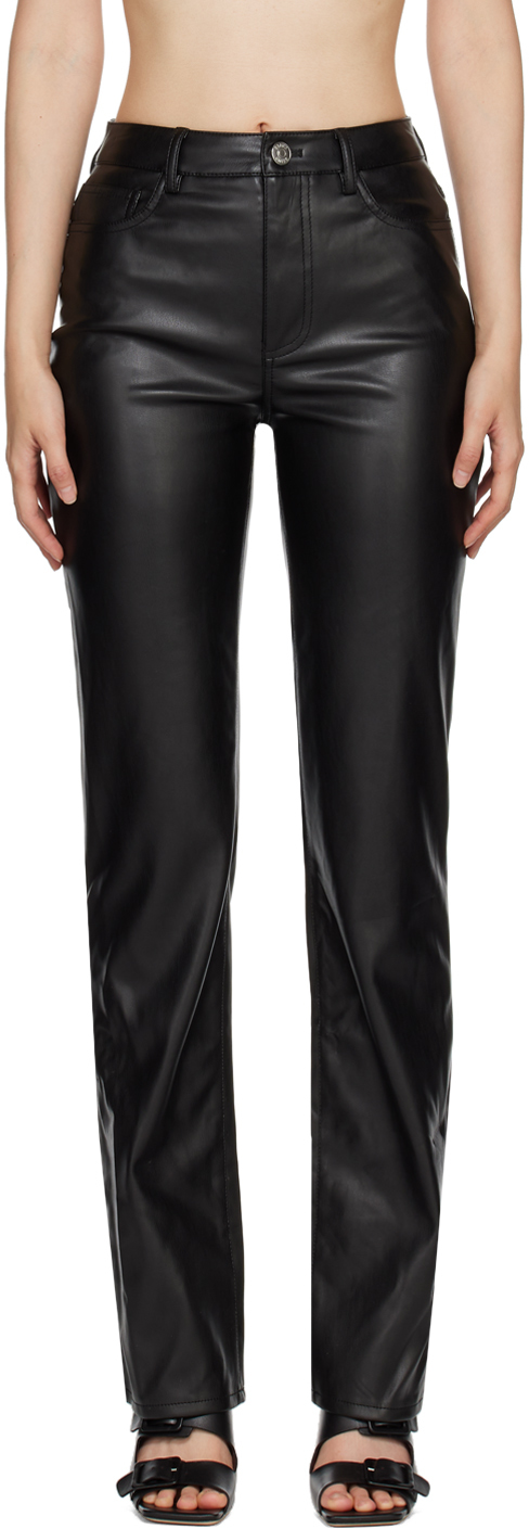 Black Chisel Faux-Leather Trousers