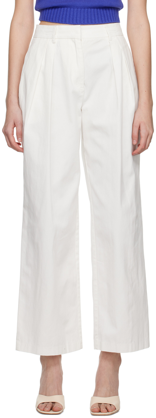 Staud Off-white Luisa Trousers In Ivory