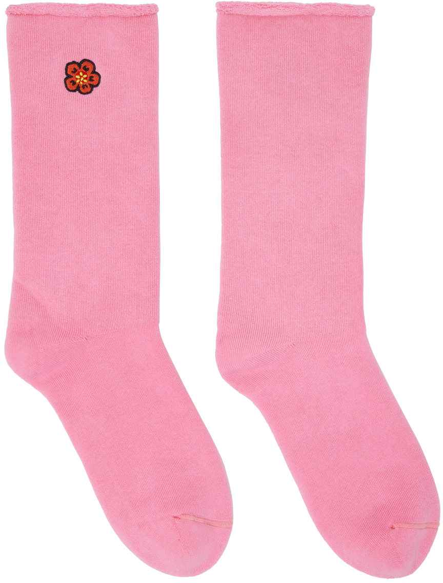 Shop Kenzo Pink  Paris Boke Flower Socks In 30 - Rose