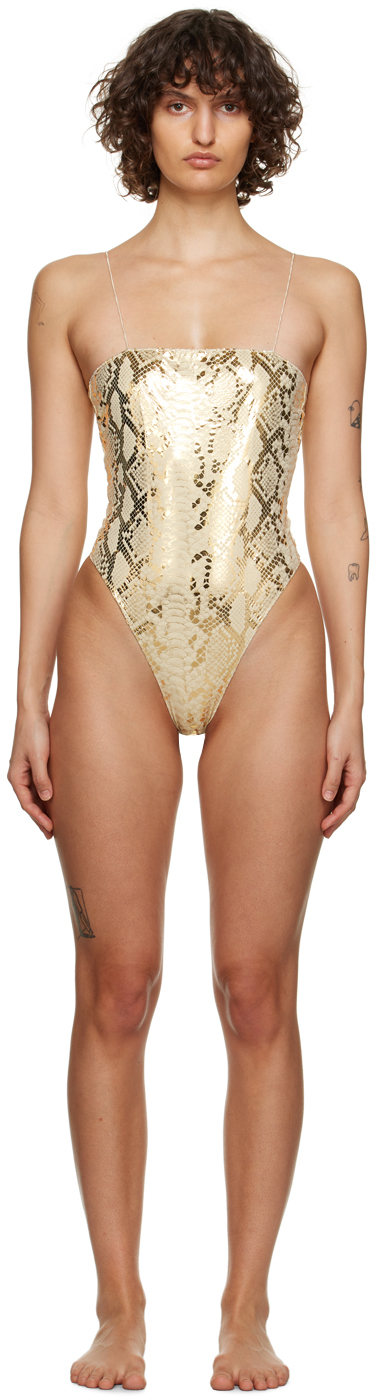 Oseree Gold Python One-piece Swimsuit