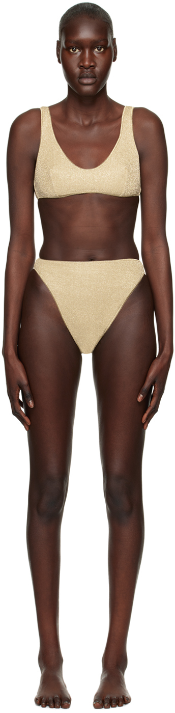 Oseree Gold Lumiere 90s Bikini In Platinum