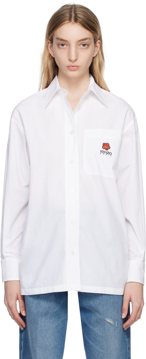 KENZO WHITE KENZO PARIS BOKE FLOWER SHIRT