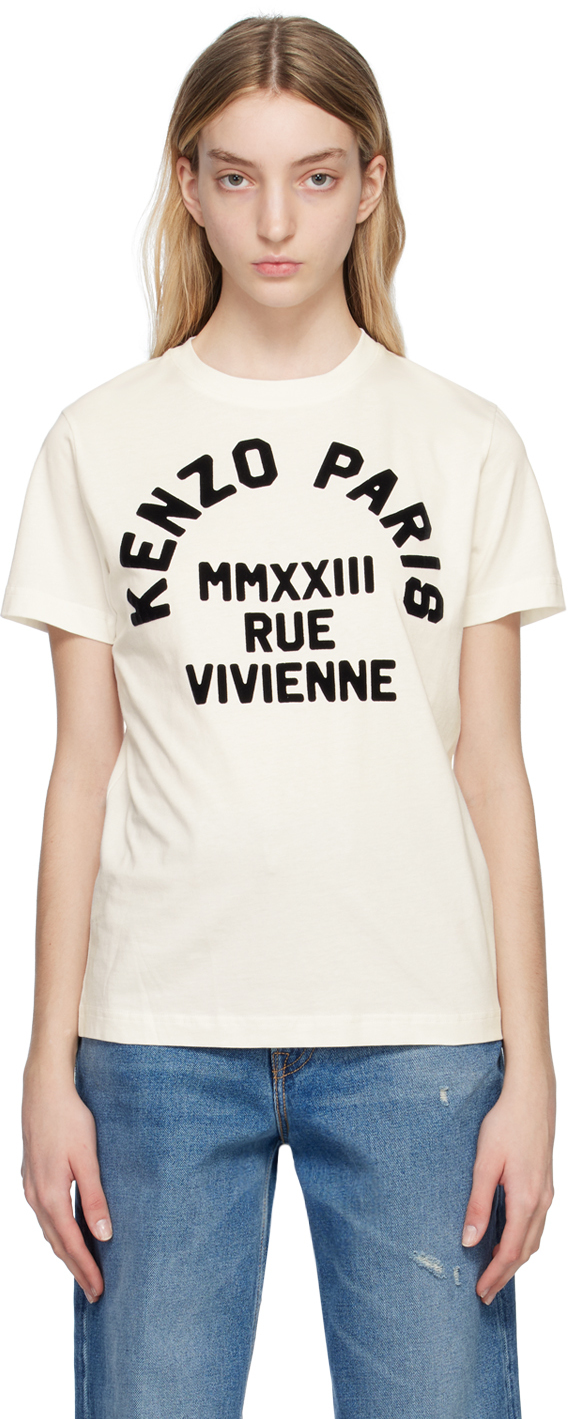 Kenzo Rue Vivienne Loose T-shirt Tshirt In Ivory White