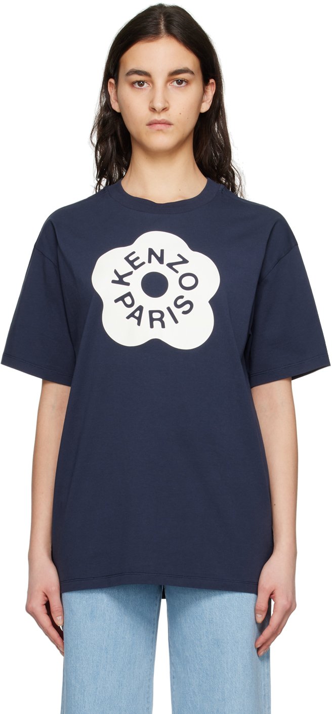 Kenzo Boke Flower 2.0-print Cotton T-shirt In Marine Blue