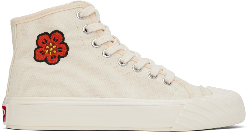 Kenzo Embroidered-logo Hi-top Sneakers In 04 - Cream