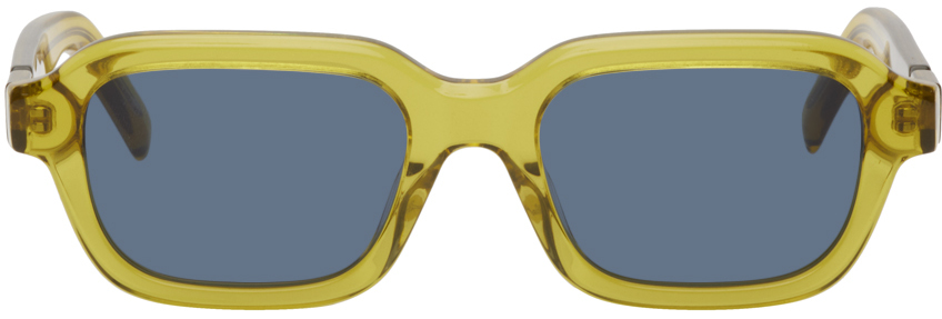 Kenzo Yellow Rectangular Sunglasses In Shiny Yellow / Blue