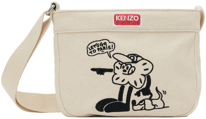 Kenzo Off-white Small Boke Boy Travels Bag In 03 - Ecru