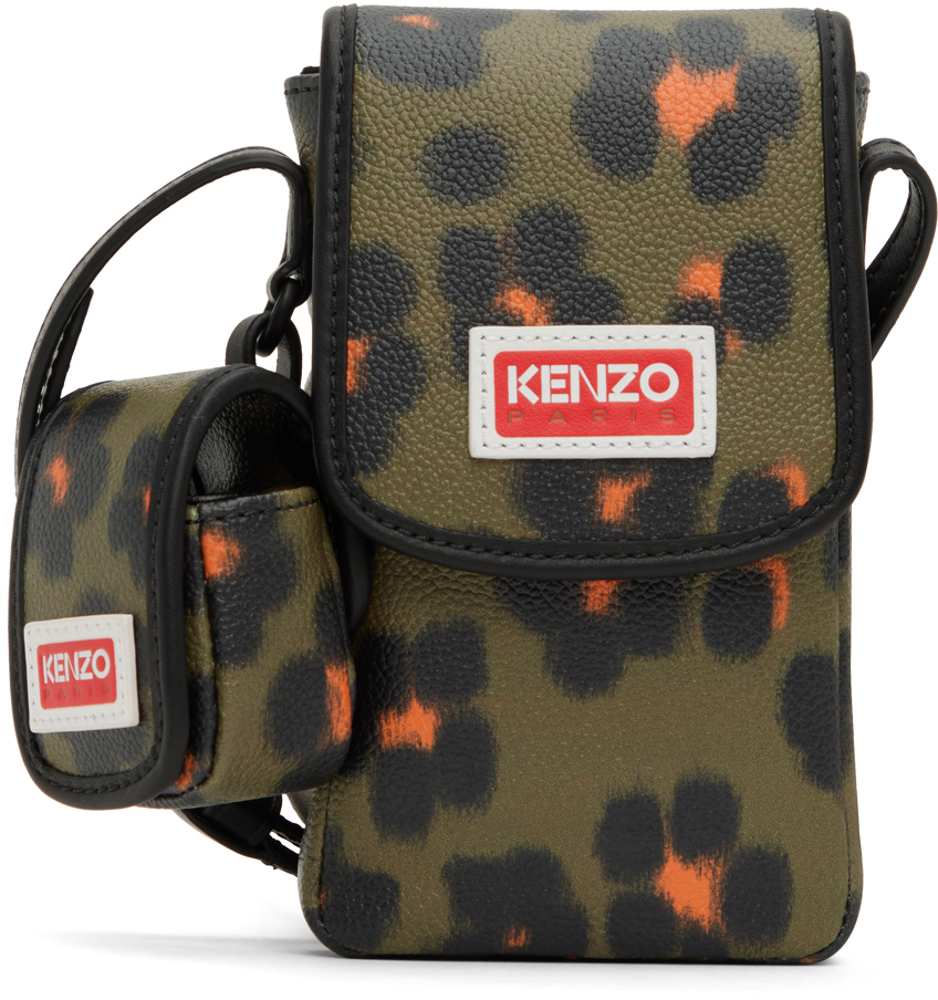 KENZO Discover Floral-Print Faux Leather Messenger Bag for Men