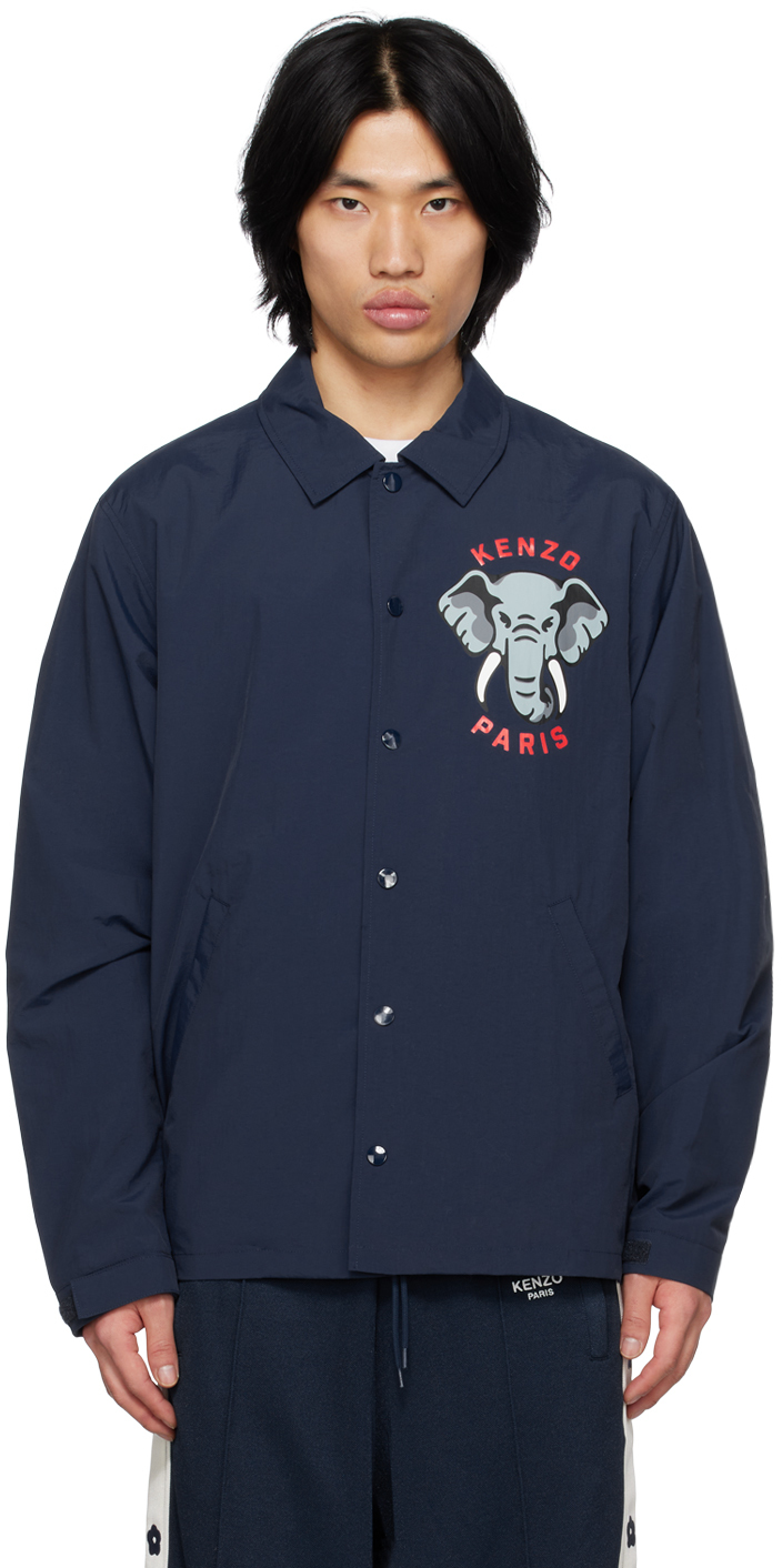 Navy Kenzo Paris Elephant Coach Jacket