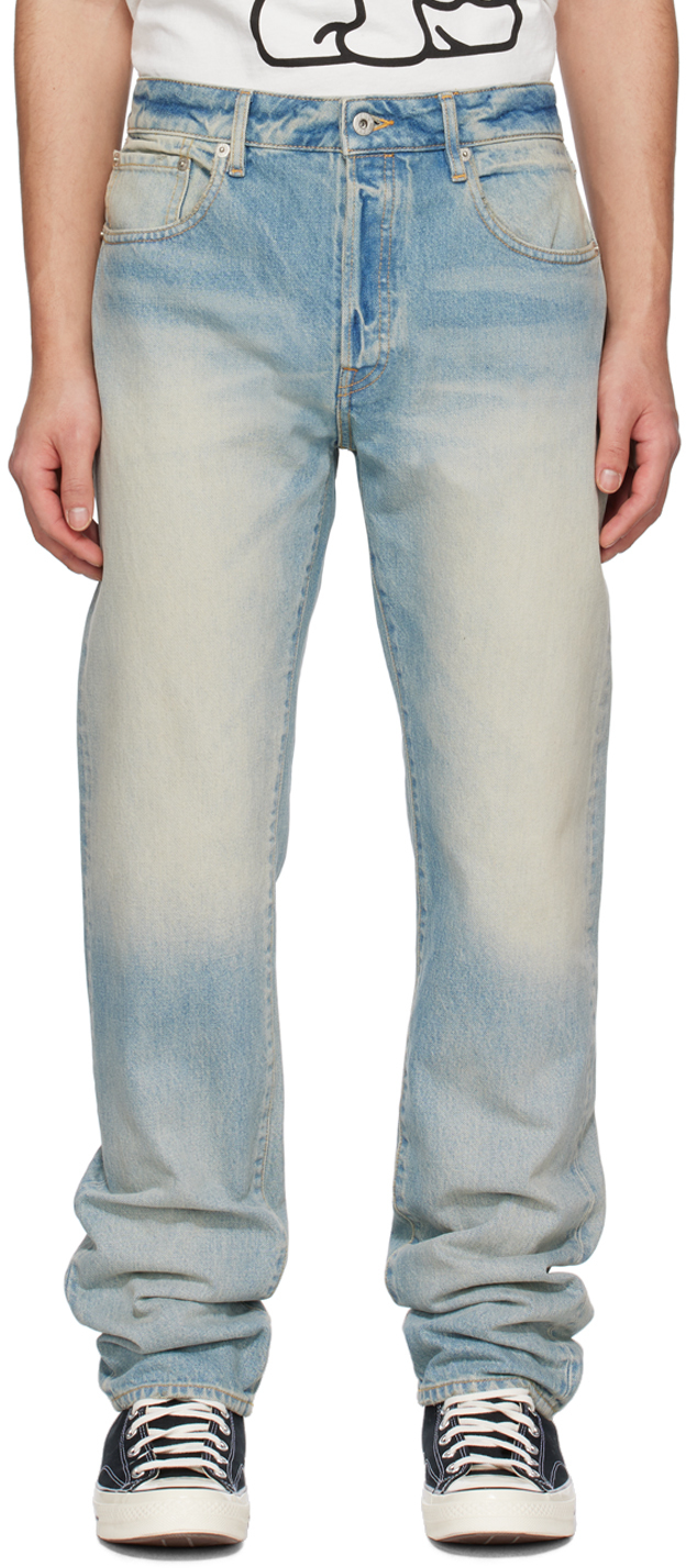 Shop Kenzo Blue  Paris Bara Jeans In Dy - Stone Bl Dirty
