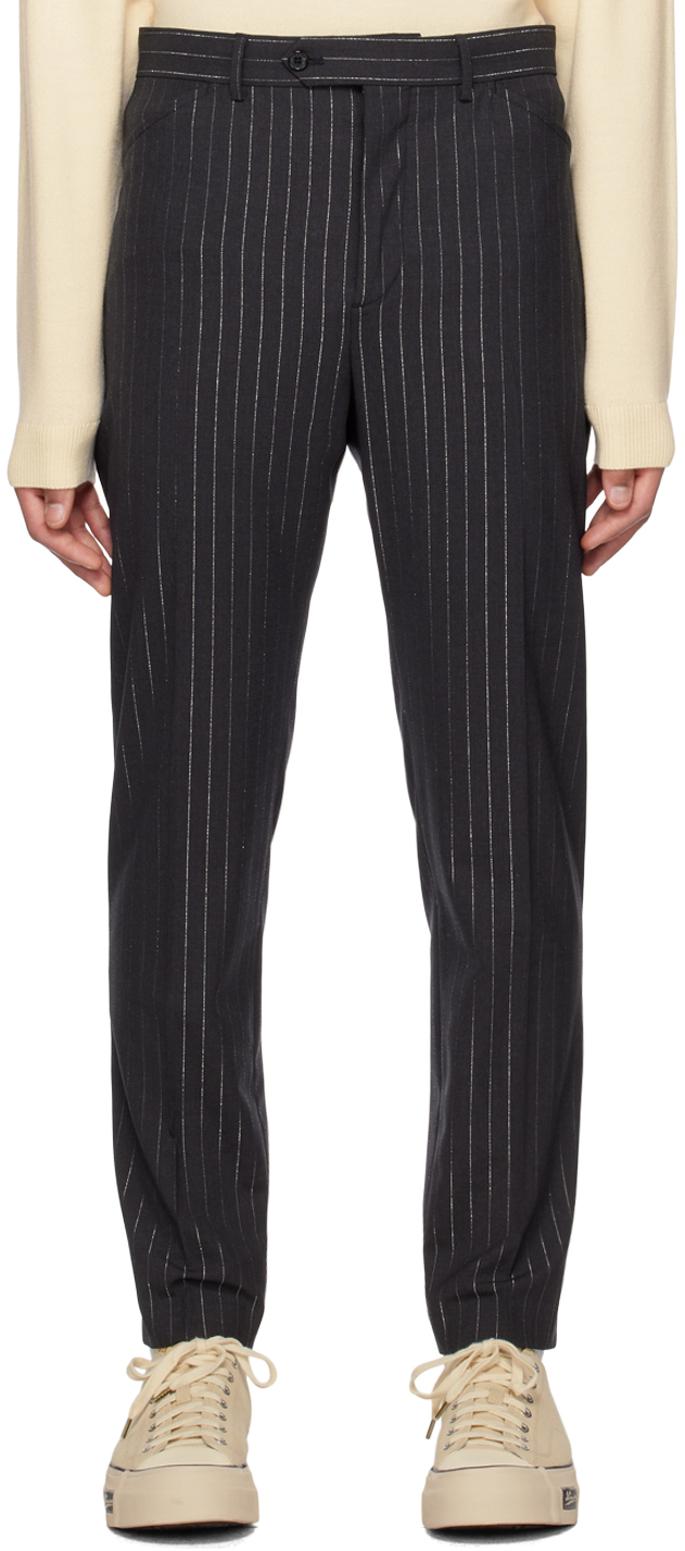 Kenzo Gray  Paris Striped Trousers In 98 - Anthracite