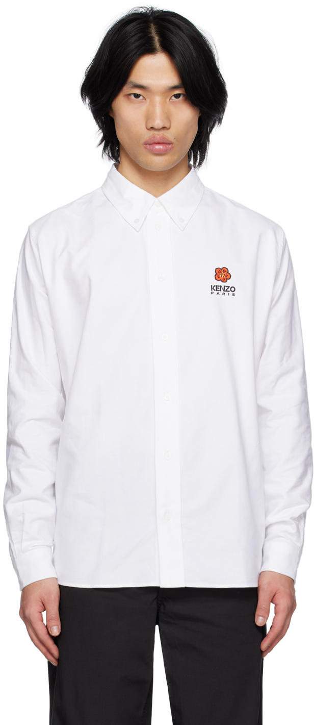 White Kenzo Paris Casual Boke Flower Shirt