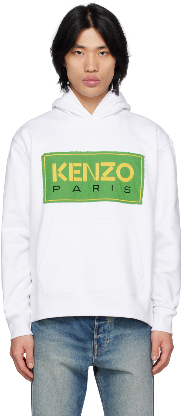 Shop Kenzo White  Paris Embroidered Hoodie In 01 - White