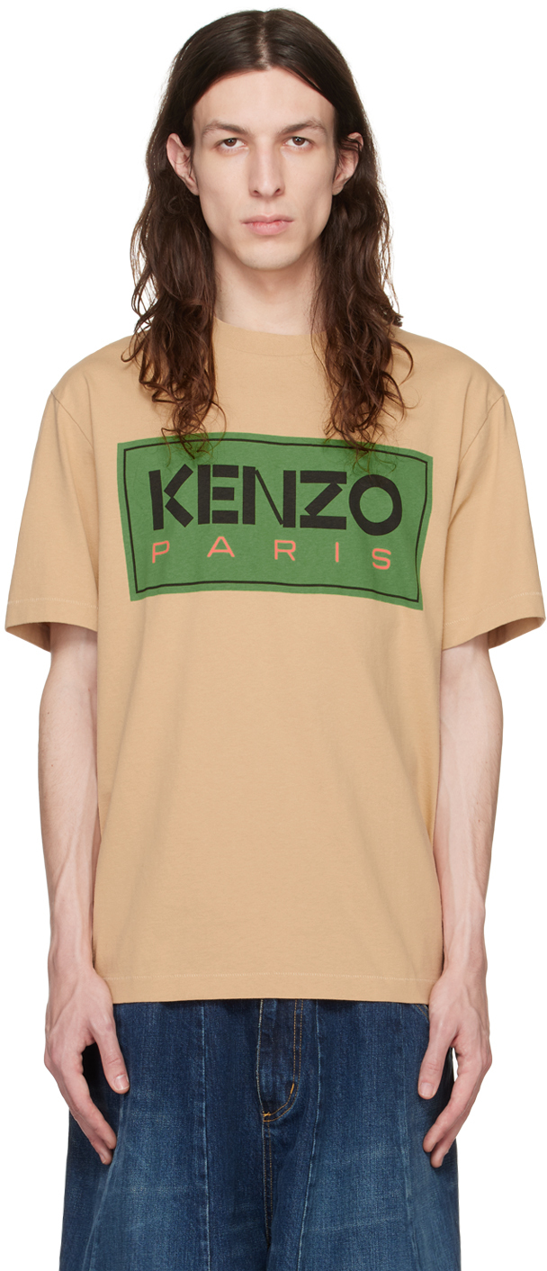 KENZO BEIGE KENZO PARIS CREWNECK T-SHIRT