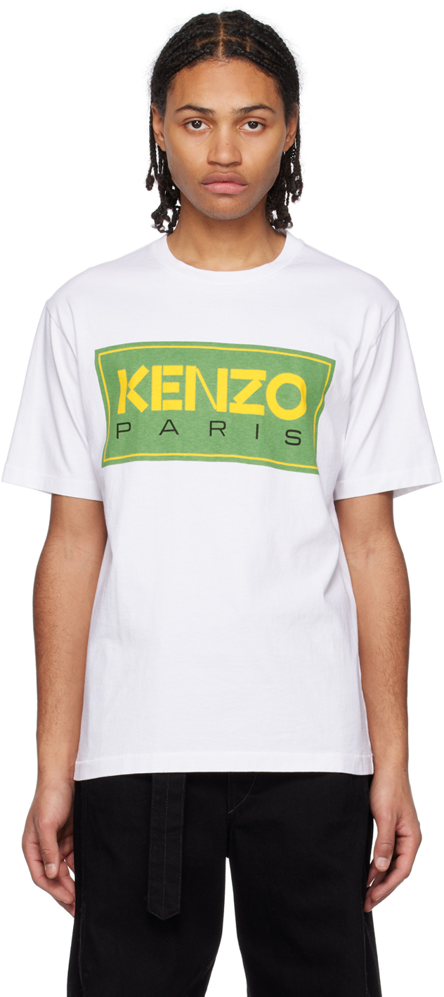 Kenzo: White Kenzo Paris Printed T-Shirt | SSENSE UK
