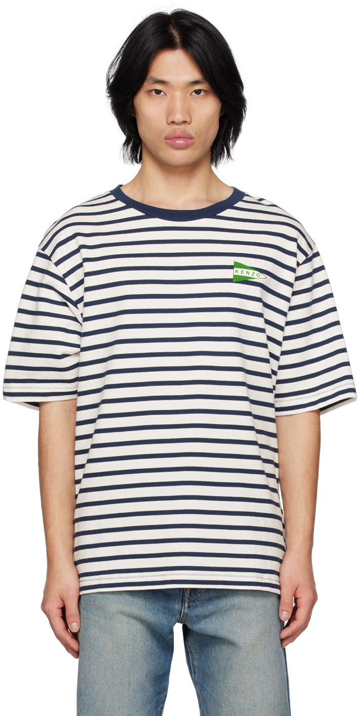 Kenzo: White & Navy Nautical T-Shirt | SSENSE