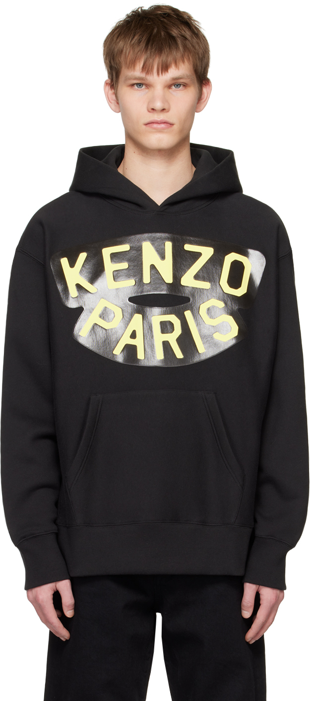 Kenzo Elephant Oversize Cotton Graphic Hoodie In 99j - Black