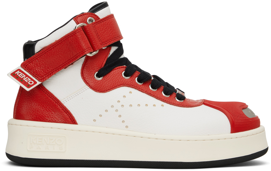 KENZO RED & WHITE HOOPS TRAINER trainers