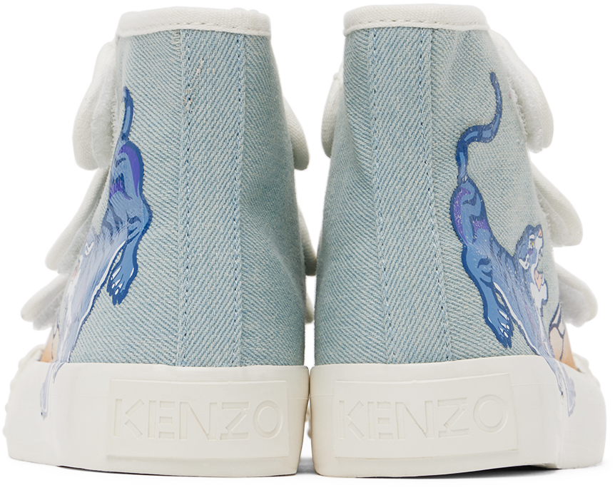 Kenzo Kids Blue Velcro Sneakers In 78g Myosotis