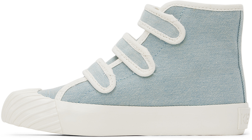 Kenzo Kids Blue Velcro Sneakers In 78g Myosotis