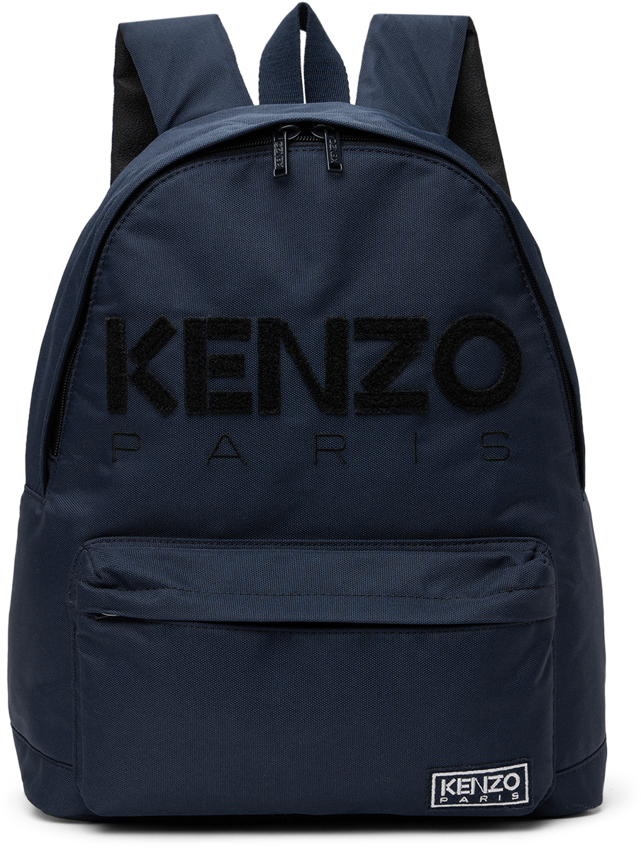 Kids Navy Kenzo Paris Embroidered Backpack by Kenzo | SSENSE UK
