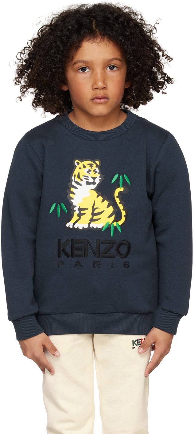 Shop Kenzo Kids Navy  Paris Kotora Sweatshirt In 857 Marine