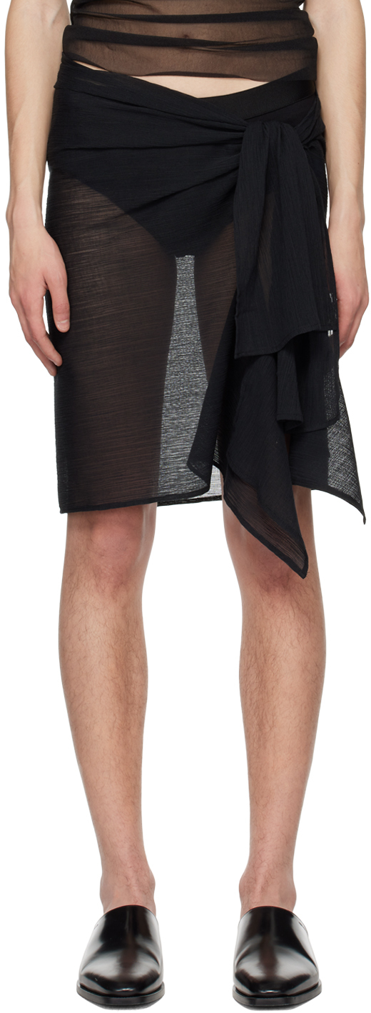 Black Pareo Midi Skirt