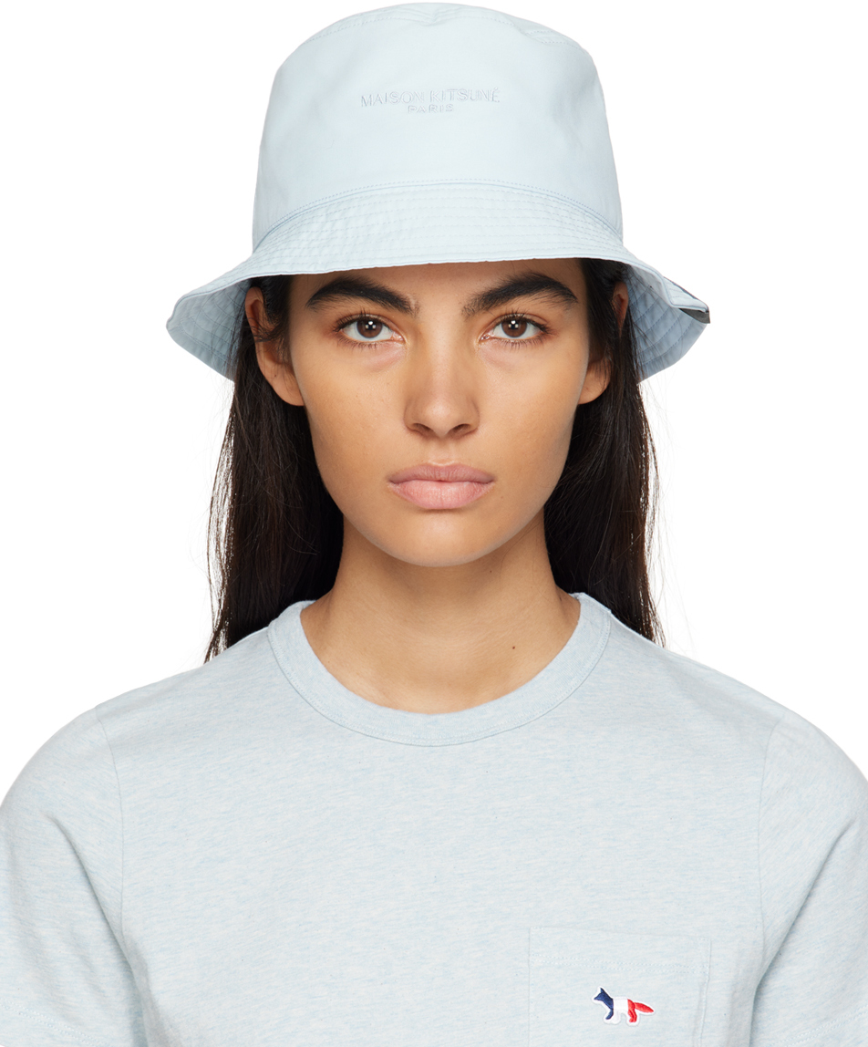 Maison Kitsuné: Blue Technical Bucket Hat | SSENSE Canada