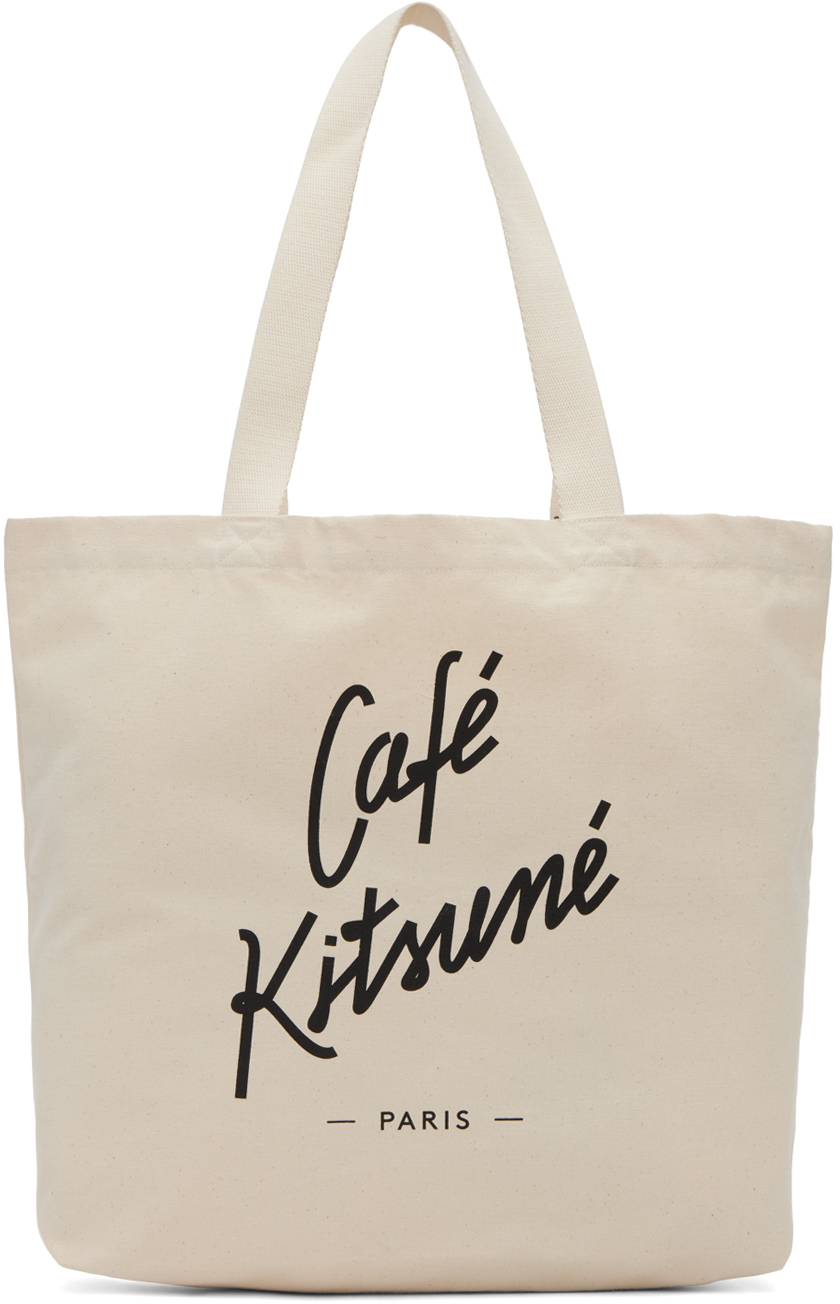 Maison Kitsuné Off-White Logo Tote Bag