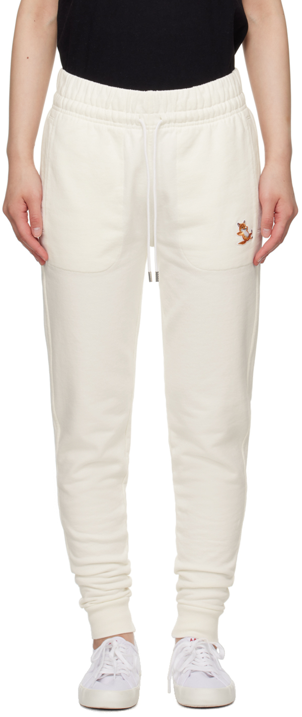 Maison Kitsuné Off-white Chillax Fox Lounge Pants In P700 Ecru