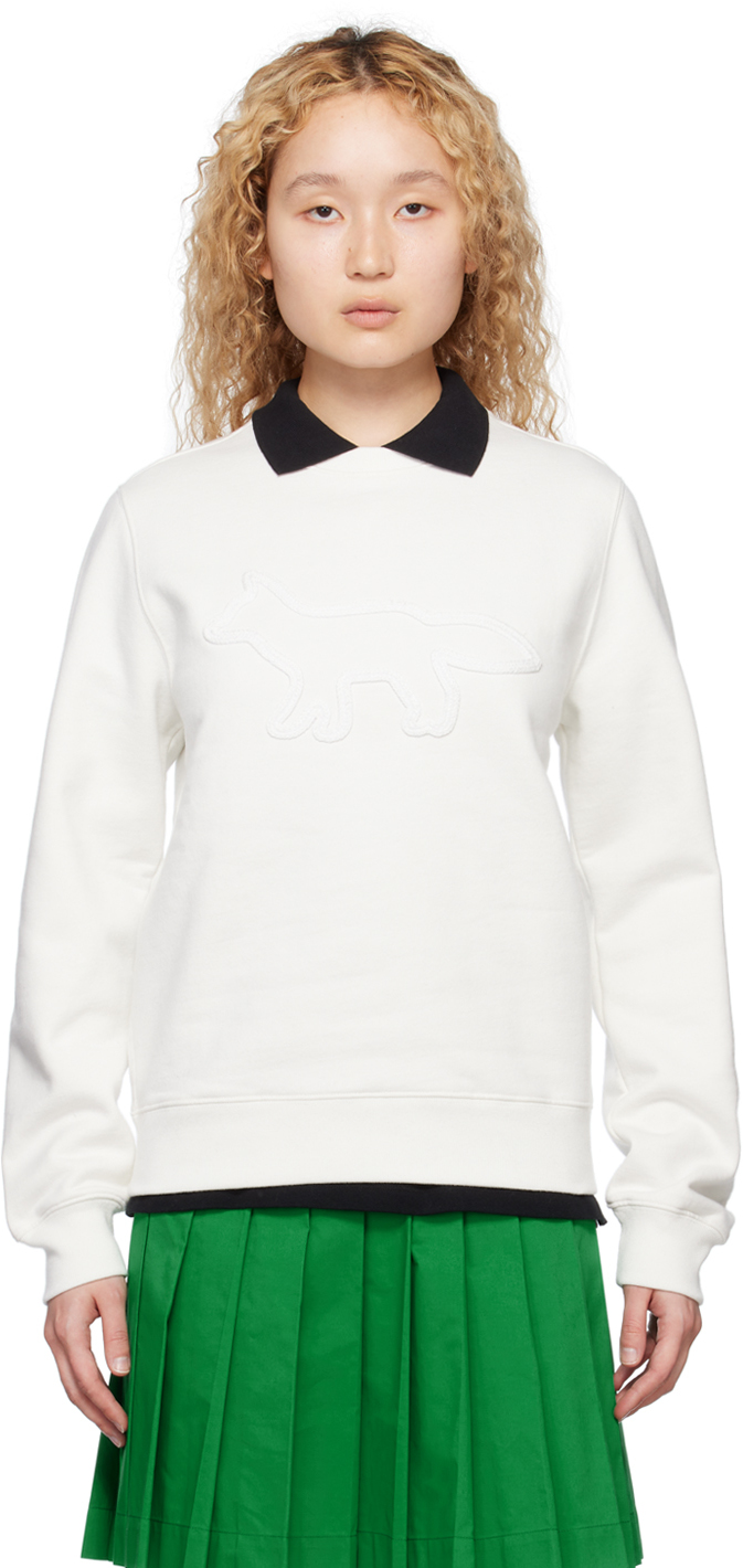 Maison Kitsuné Off-white Contour Fox Sweatshirt In P103 Off-white
