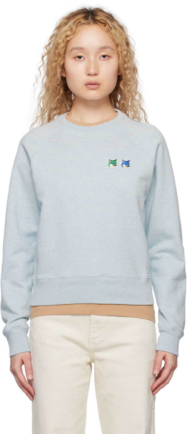 Maison Kitsun Blue Double Fox Head Sweatshirt Smart Closet